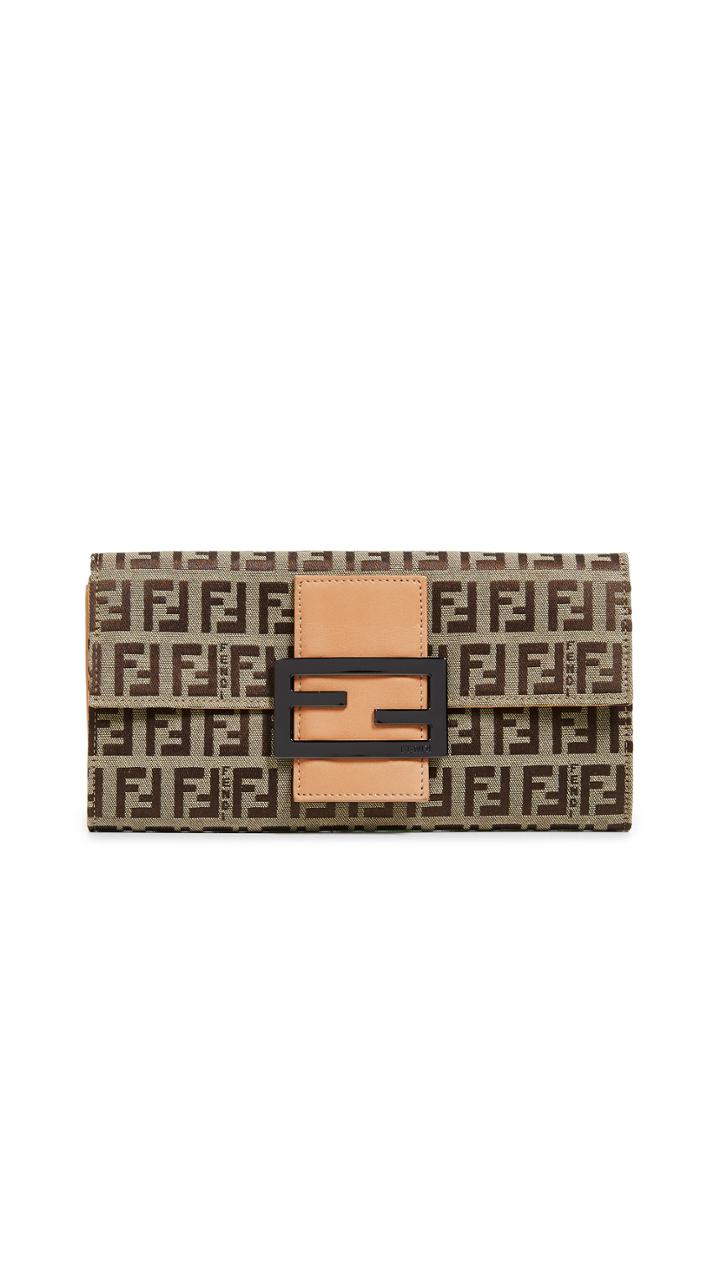 What Goes Around Comes Around Fendi Beige Zucchino Wallet