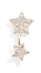 Ef Collection 14k Single Diamond Double Star Stud Earring