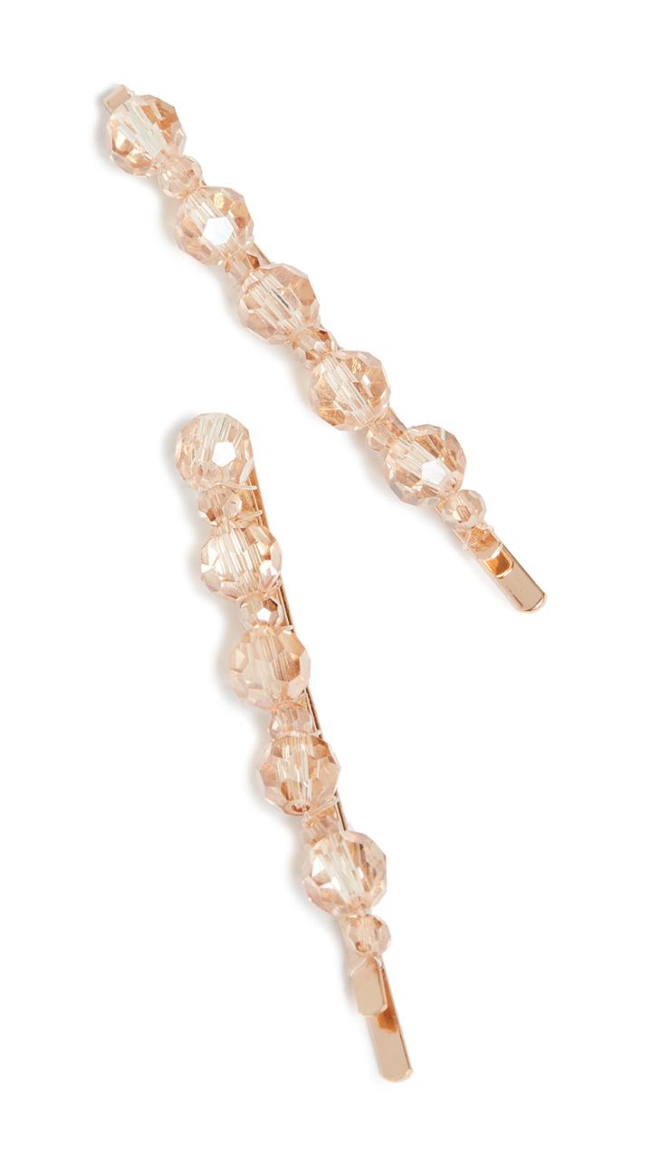 Shashi Champagne Jewel Bobbie Pins Set Of 2