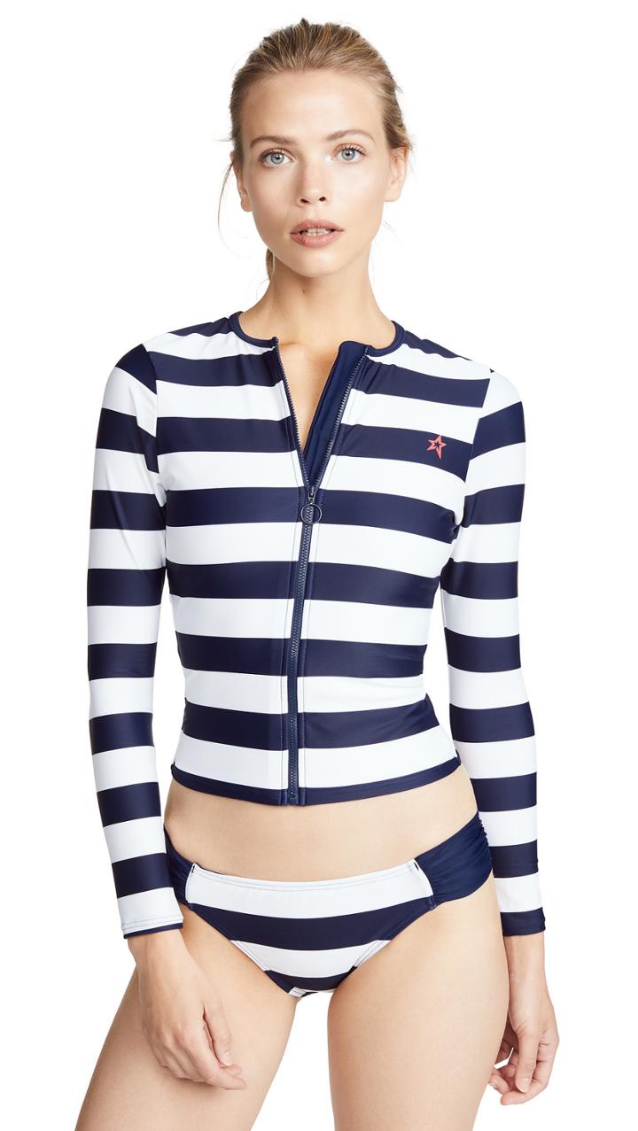 Perfect Moment Stripe Rash Guard Bikini