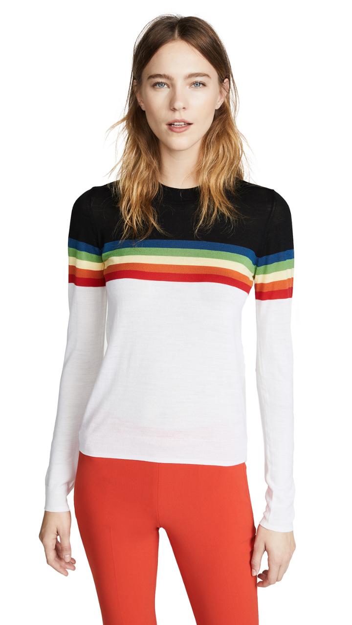 Diane Von Furstenberg Rainbow Crew Neck Sweater