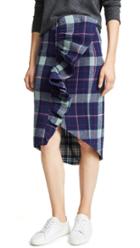 Natasha Zinko Plaid Frilled Pencil Skirt