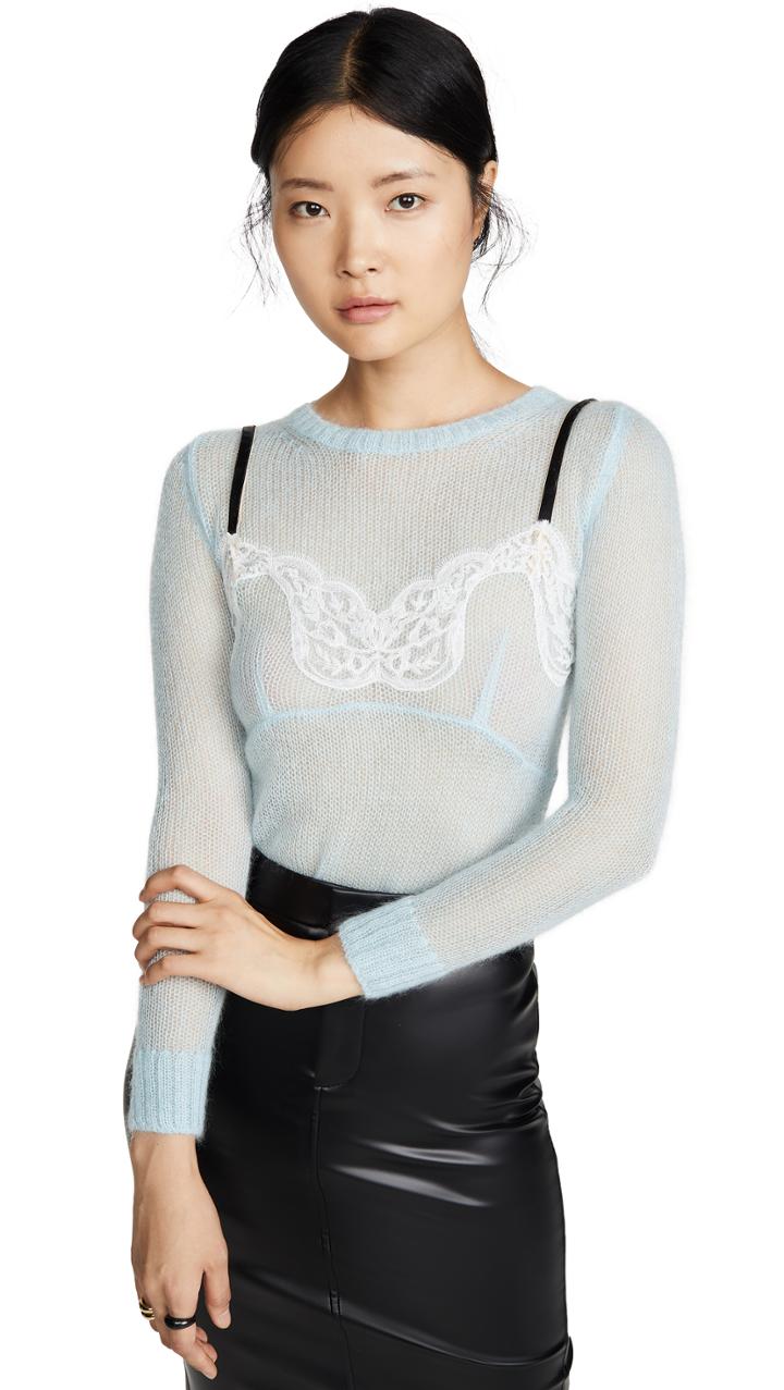 No 21 Cami Detail Mohair Sweater