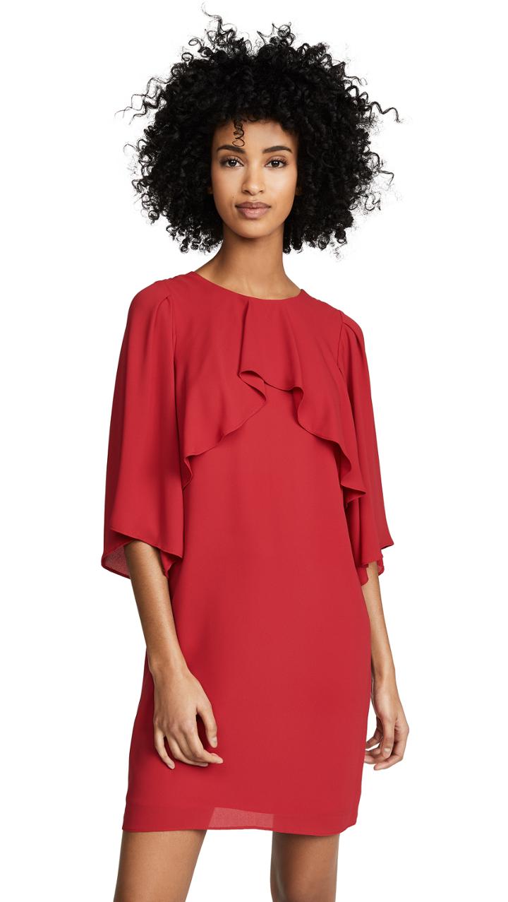 Halston Heritage Flowy Sleeve High Neck Dress