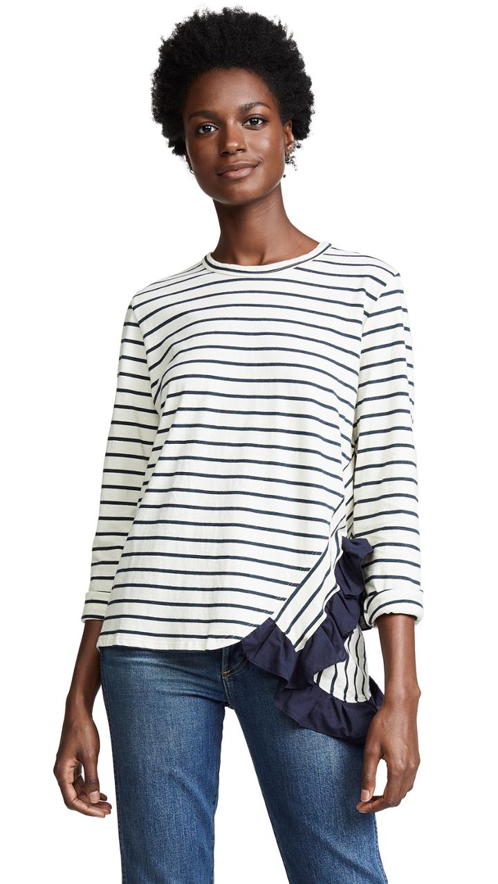 Clu Side Ruffle Striped Top