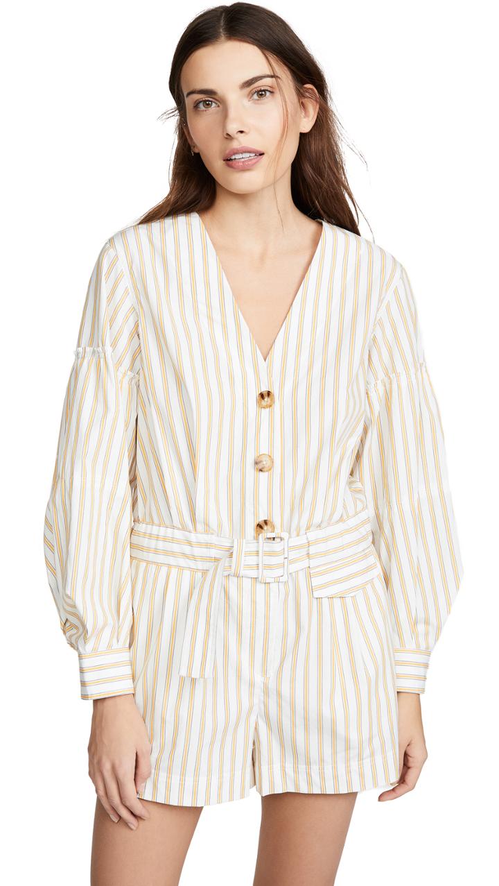 Derek Lam 10 Crosby Belted Bell Sleeve Romper