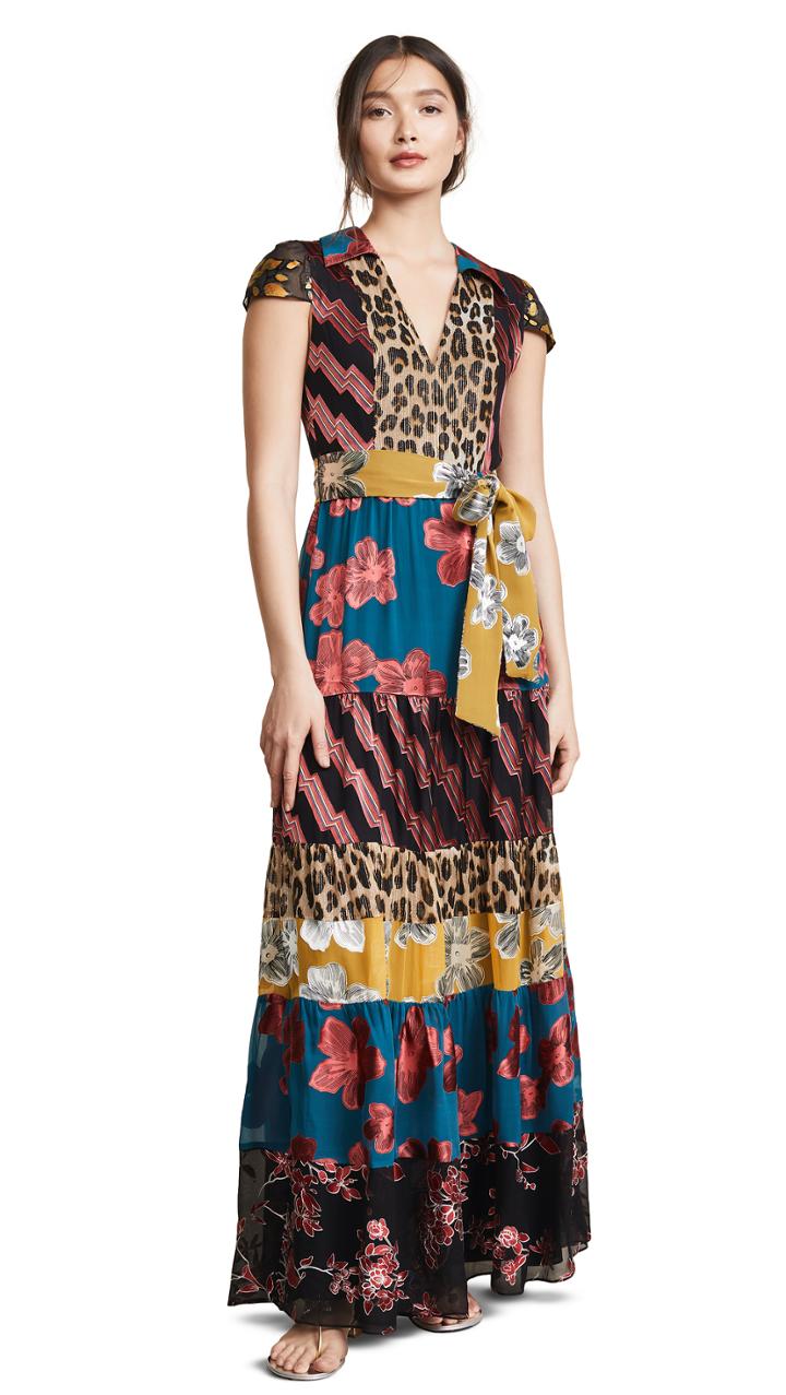 Alice Olivia Della Maxi Dress With Waist Tie