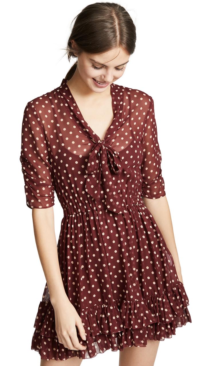 Nicholas Polka Dot Ruffle Mini Dress