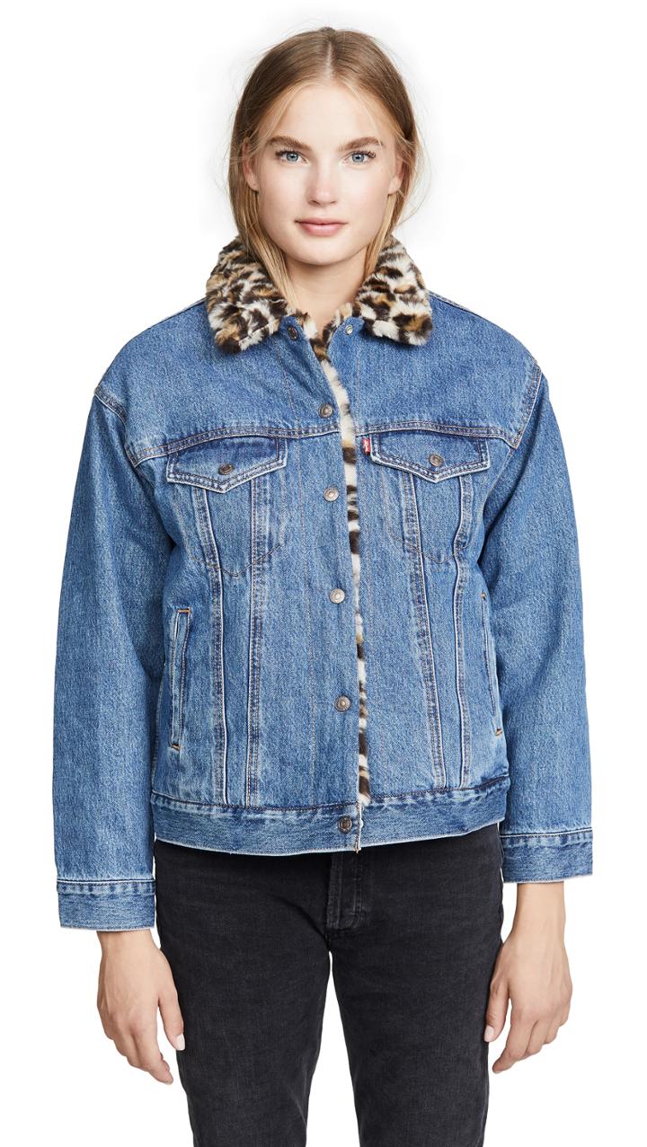 Levi S Oversized Reversible Faux Fur Trucker Jacket