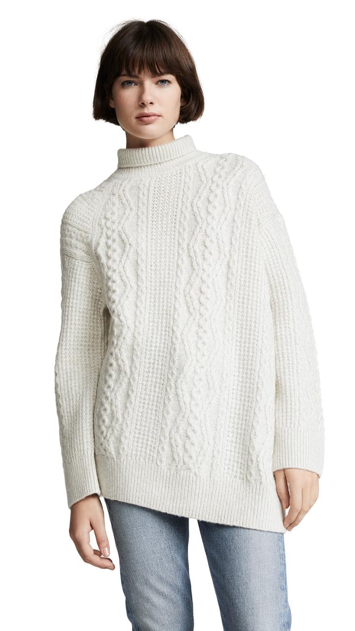 Vince Diagonal Cable Turtleneck