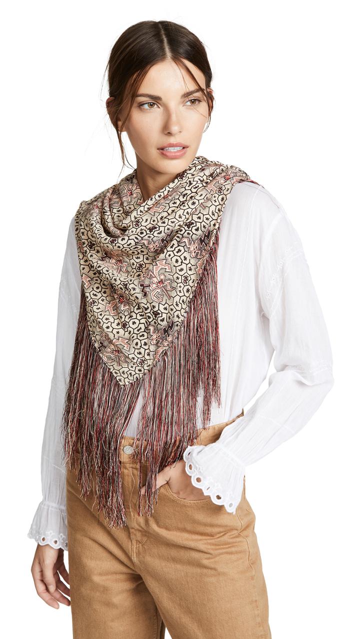 Isabel Marant Heloise Printed Fringe Silk Scarf