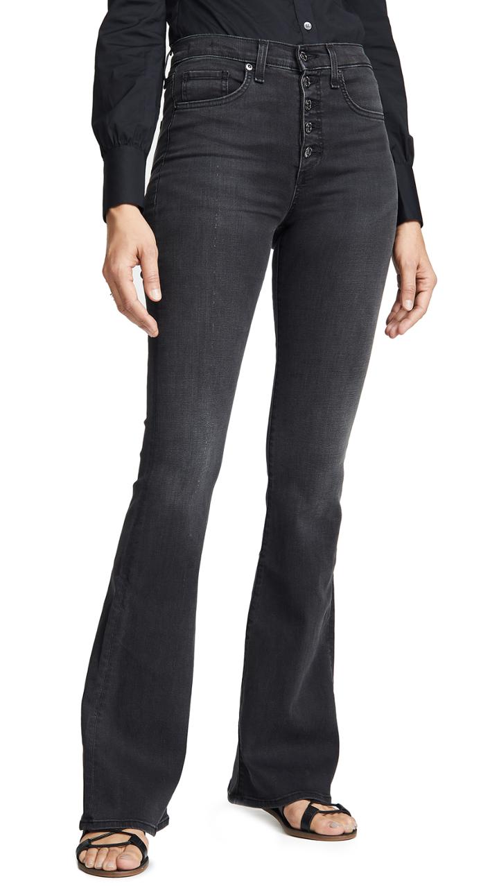 Veronica Beard Jean Beverly Skinny Flare Jeans With Button Fly