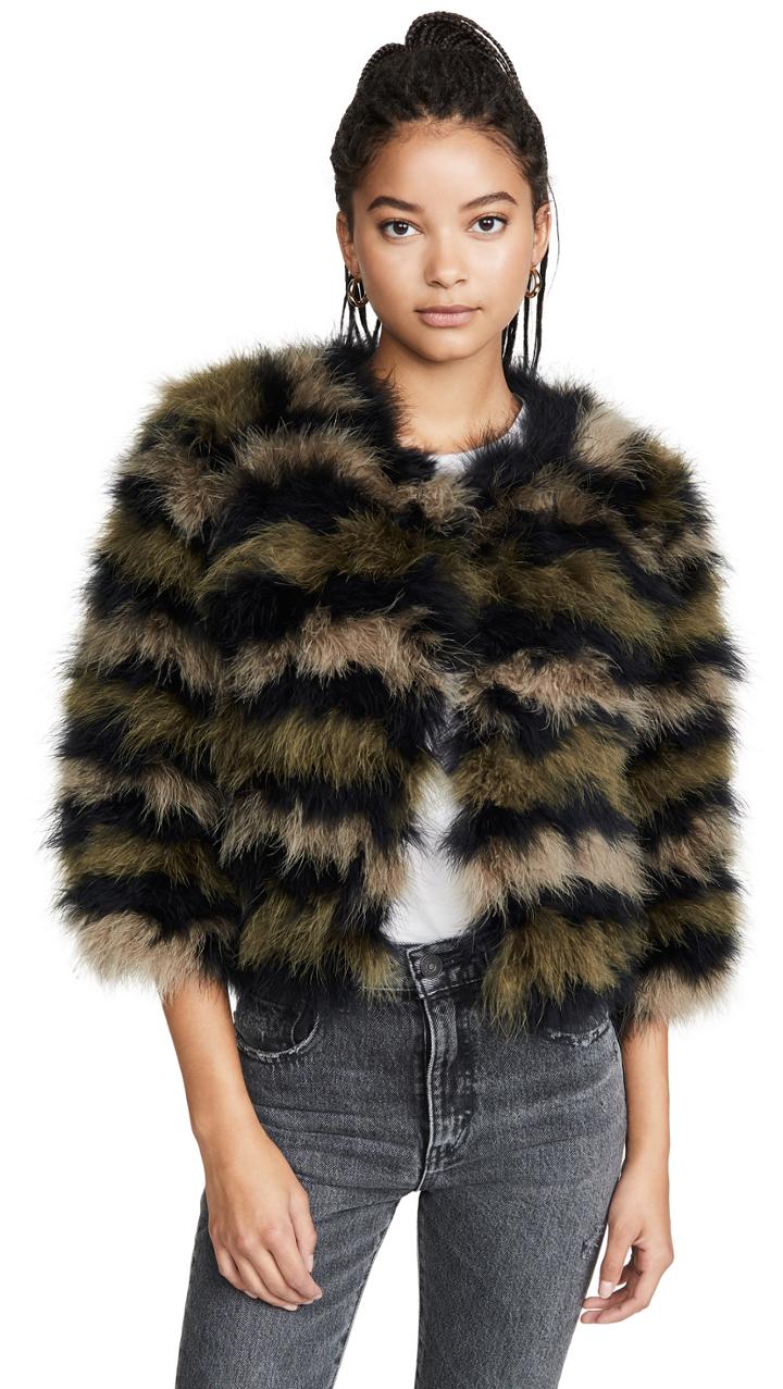 Jocelyn Fifi Camo Feather Bolero