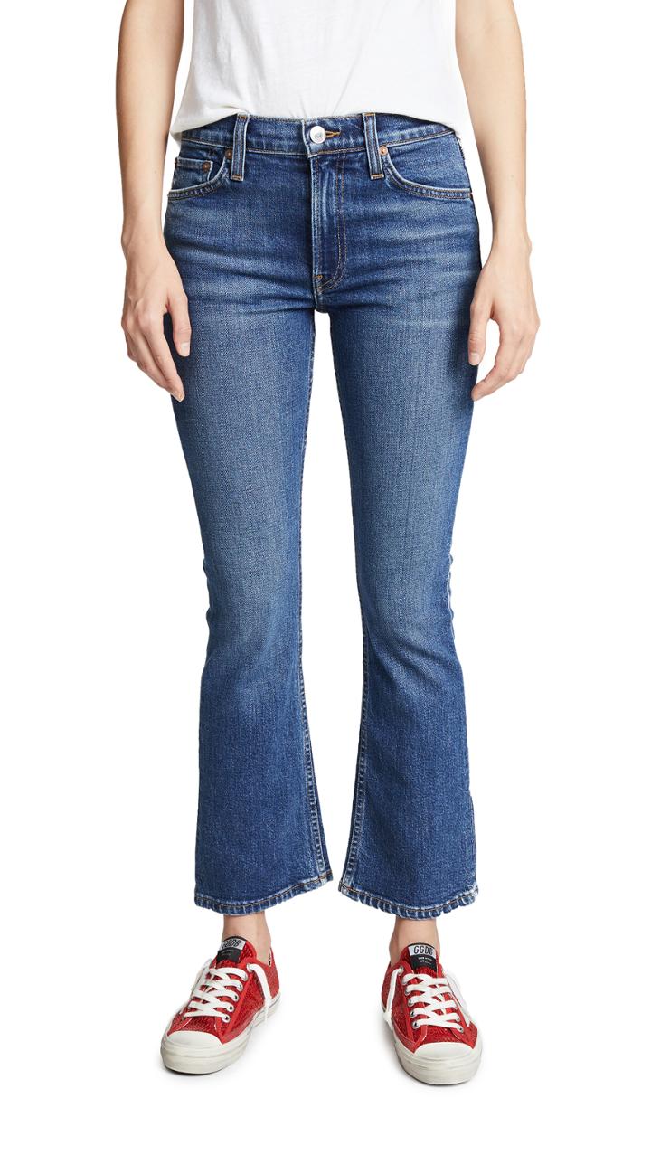 Re Done Mid Rise Kick Flare Crops