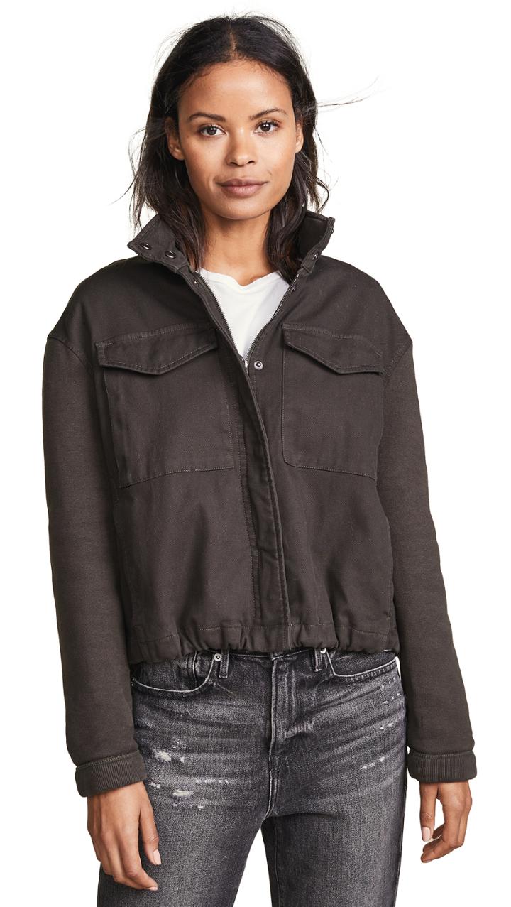 James Perse Crop Army Mixed Media Jacket
