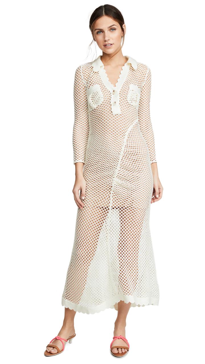 Self Portrait Fishnet Crochet Lace Dress