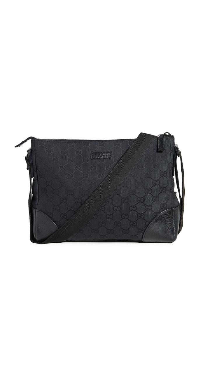 What Goes Around Comes Around Gucci Black Canvas Shoulder Bag