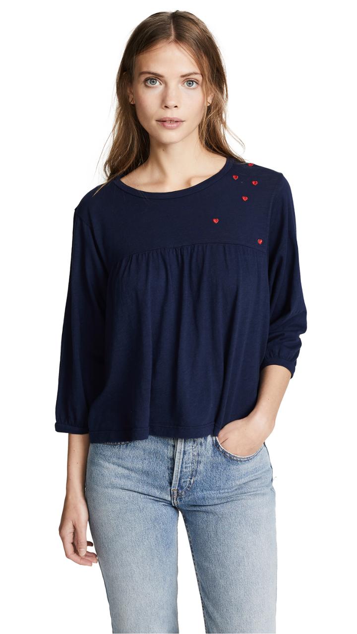 Sundry Mini Hearts Babydoll Top