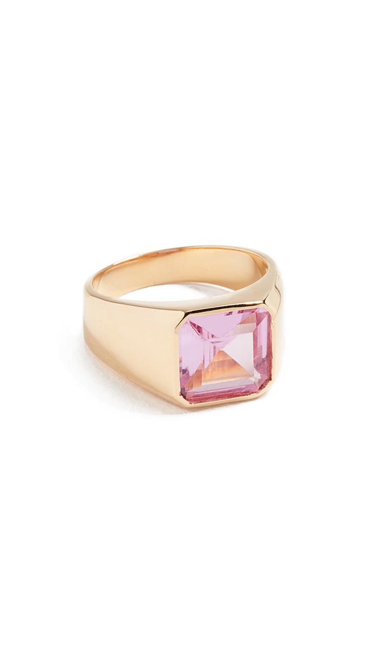 Jacquie Aiche Square Crystal Baguette Signet Ring