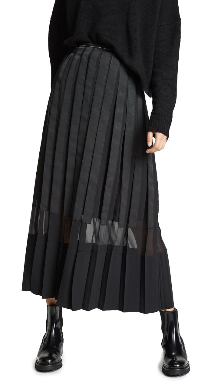 3 1 Phillip Lim Grosgrain Pleated Skirt