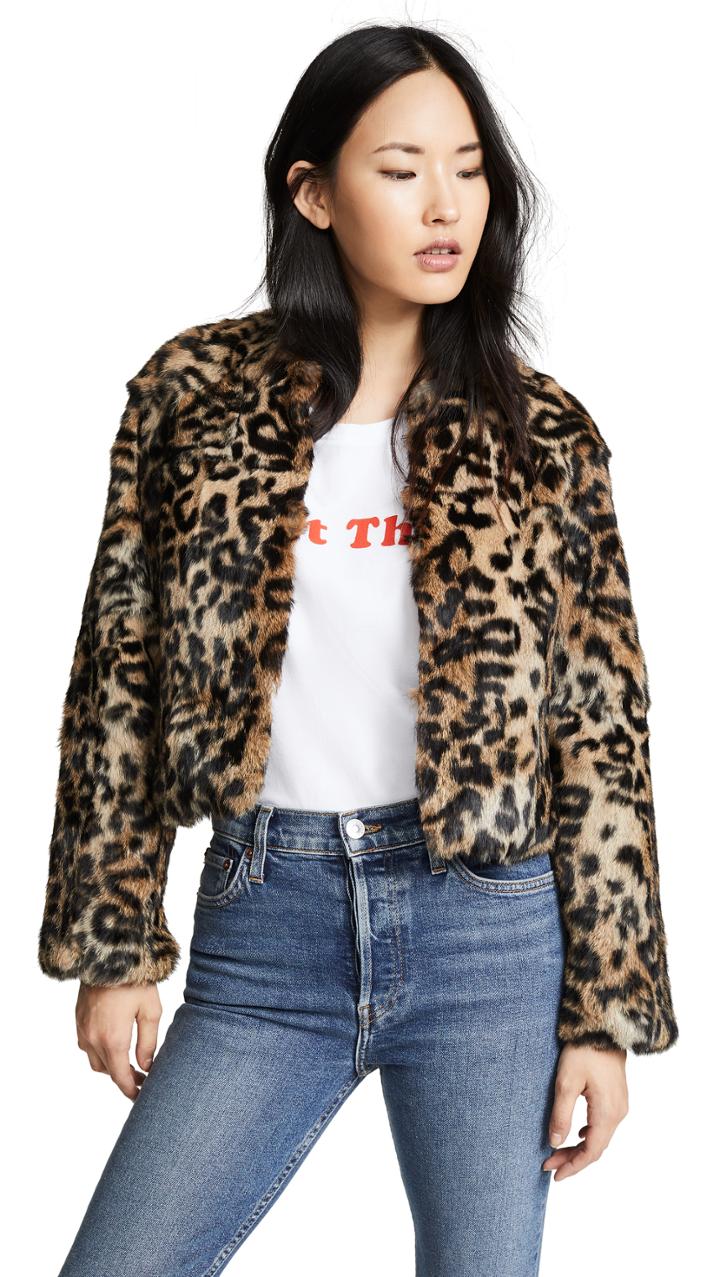 Jocelyn Longhair Rabbit Fur Jacket