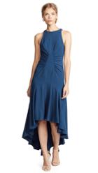 Halston Heritage Sleeveless High Neck Ruched Gown