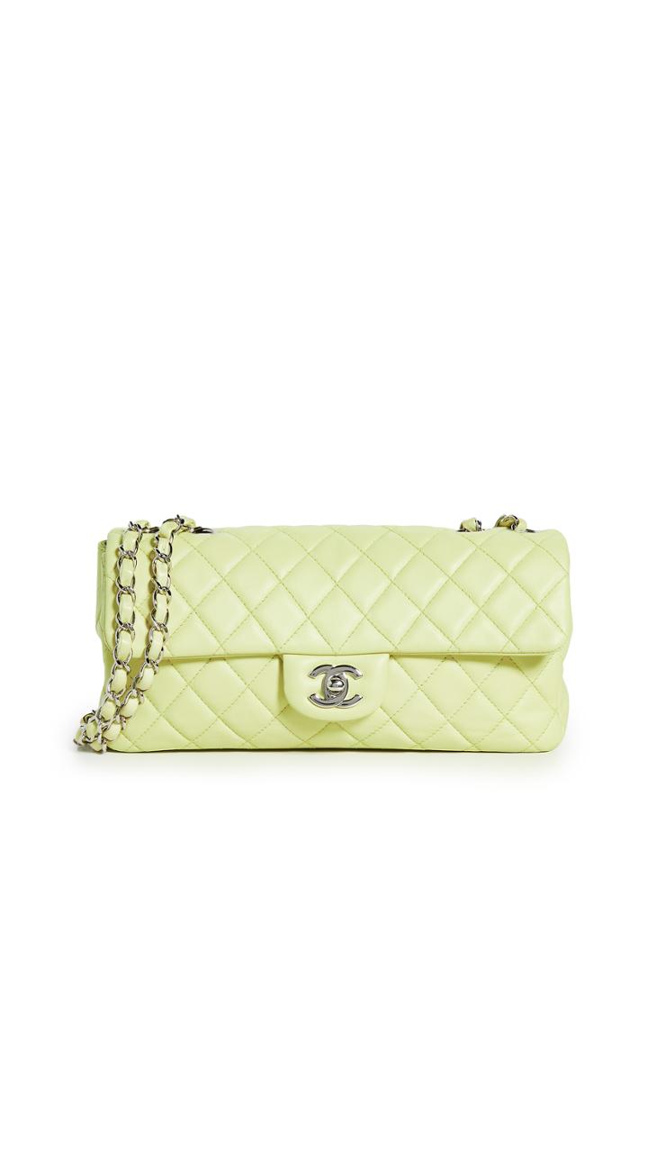 What Goes Around Comes Around Chanel Green Lamb Eastwest 10 Bag 
