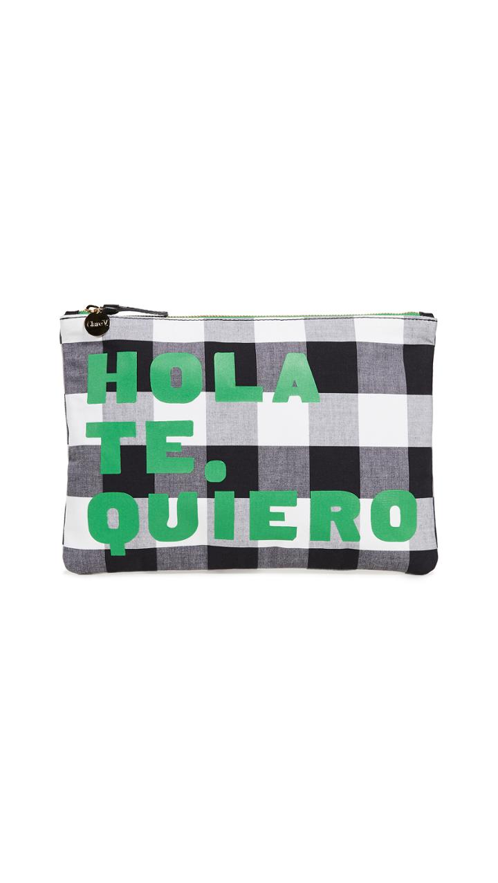 Clare V Gingham Hola Flat Clutch