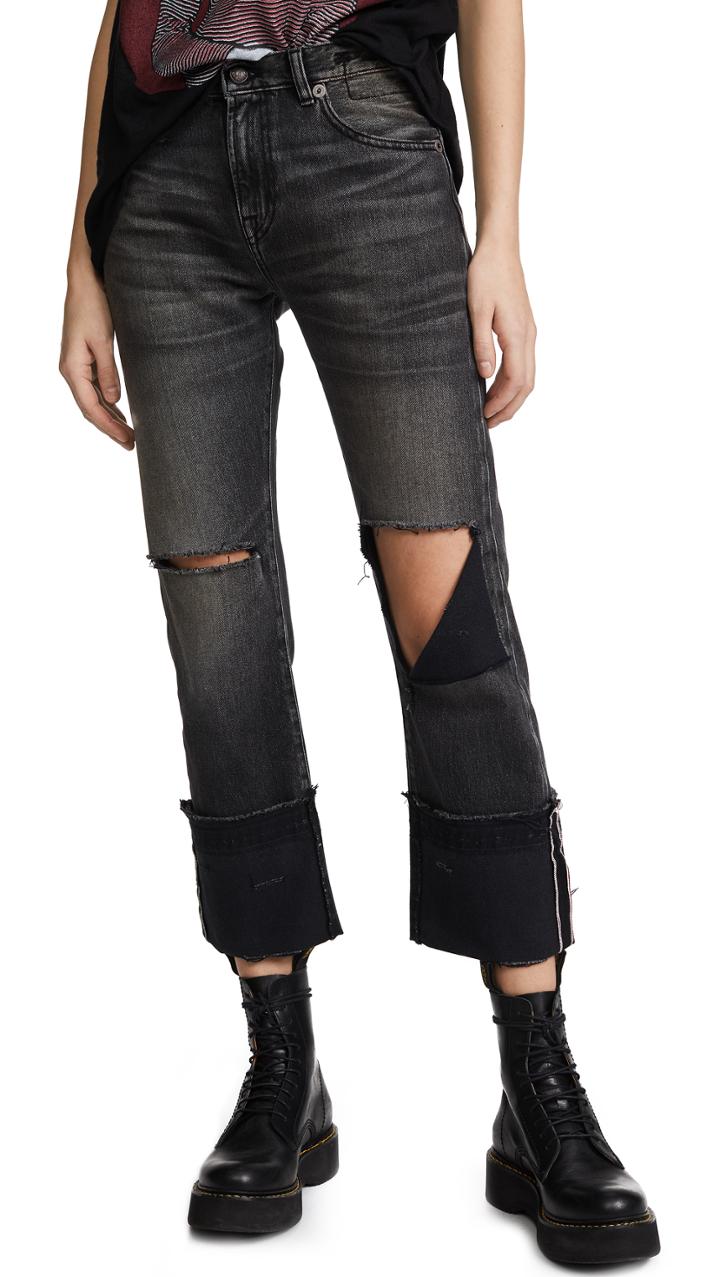 R13 Bowie Cuff High Rise Straight Jeans