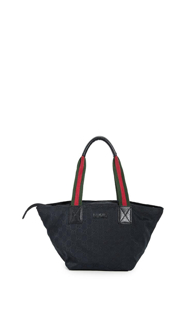 What Goes Around Comes Around Gucci Black Canvas Tote Bag