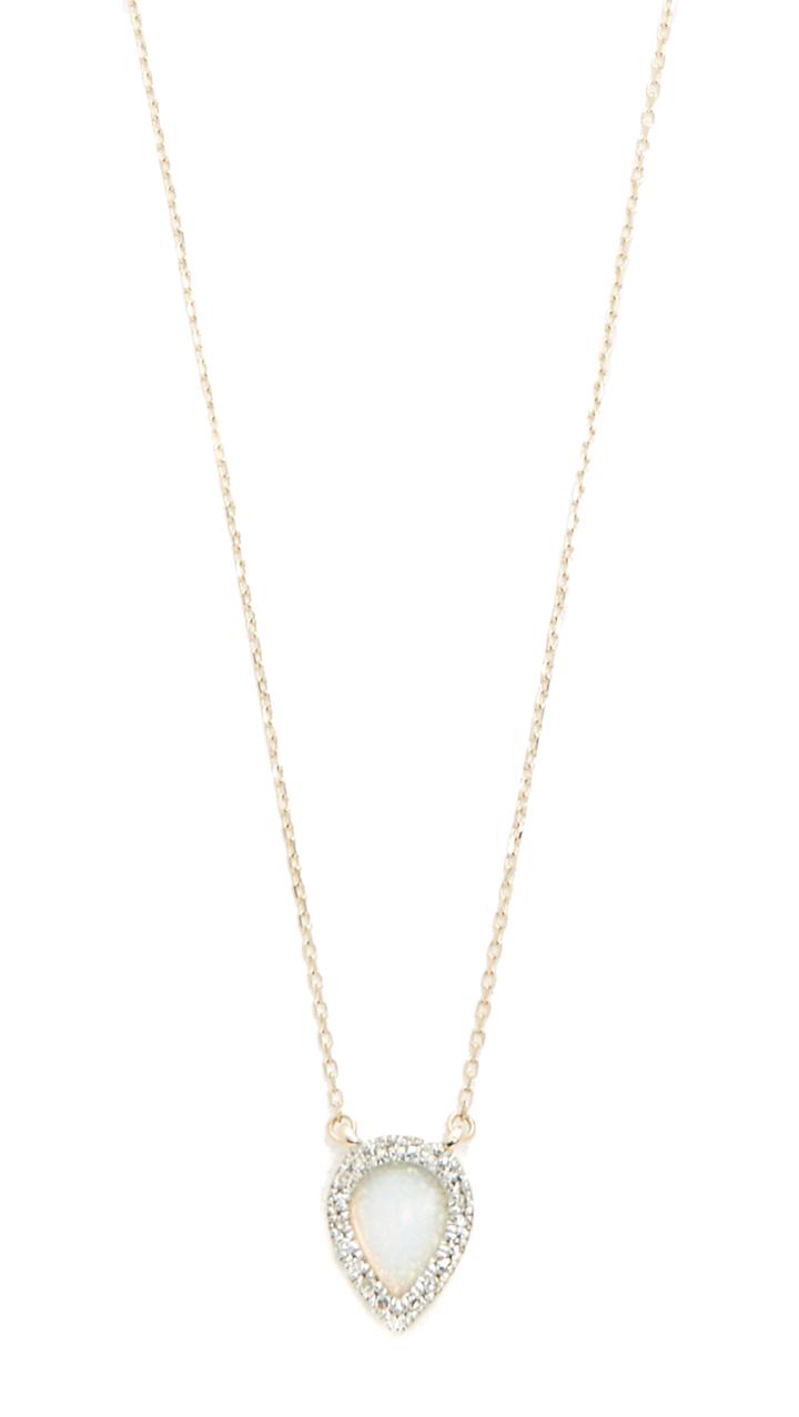 Adina Reyter 14k Gold Small Opal Diamond Teardrop Pendant Necklace