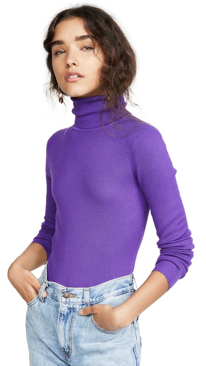 Alice Olivia Roberta Long Sleeve Rib Turtleneck