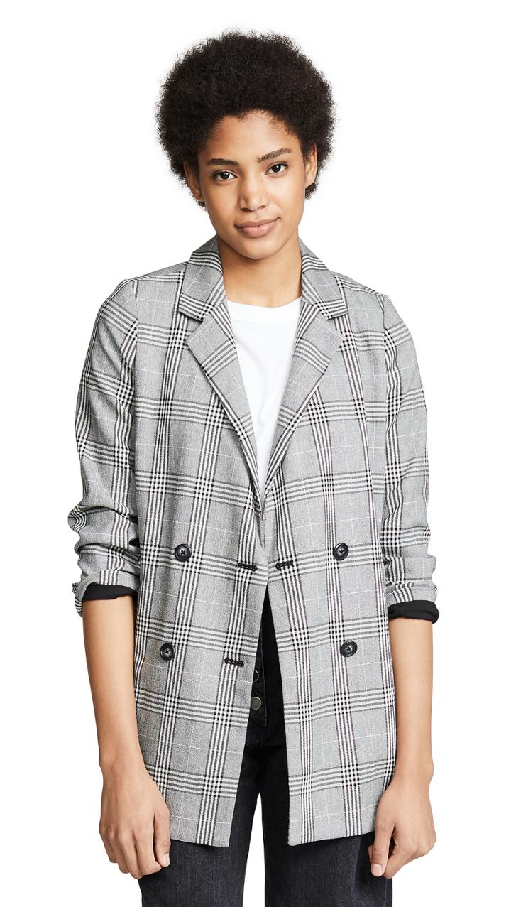 Madewell Double Breasted Plaid Blazer