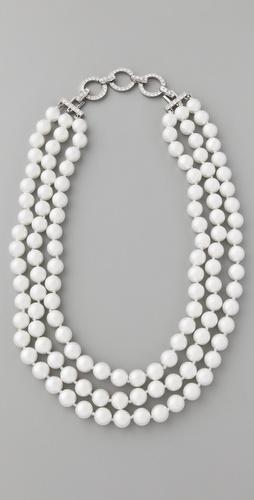 Kenneth Jay Lane 3 Row Pearl Necklace