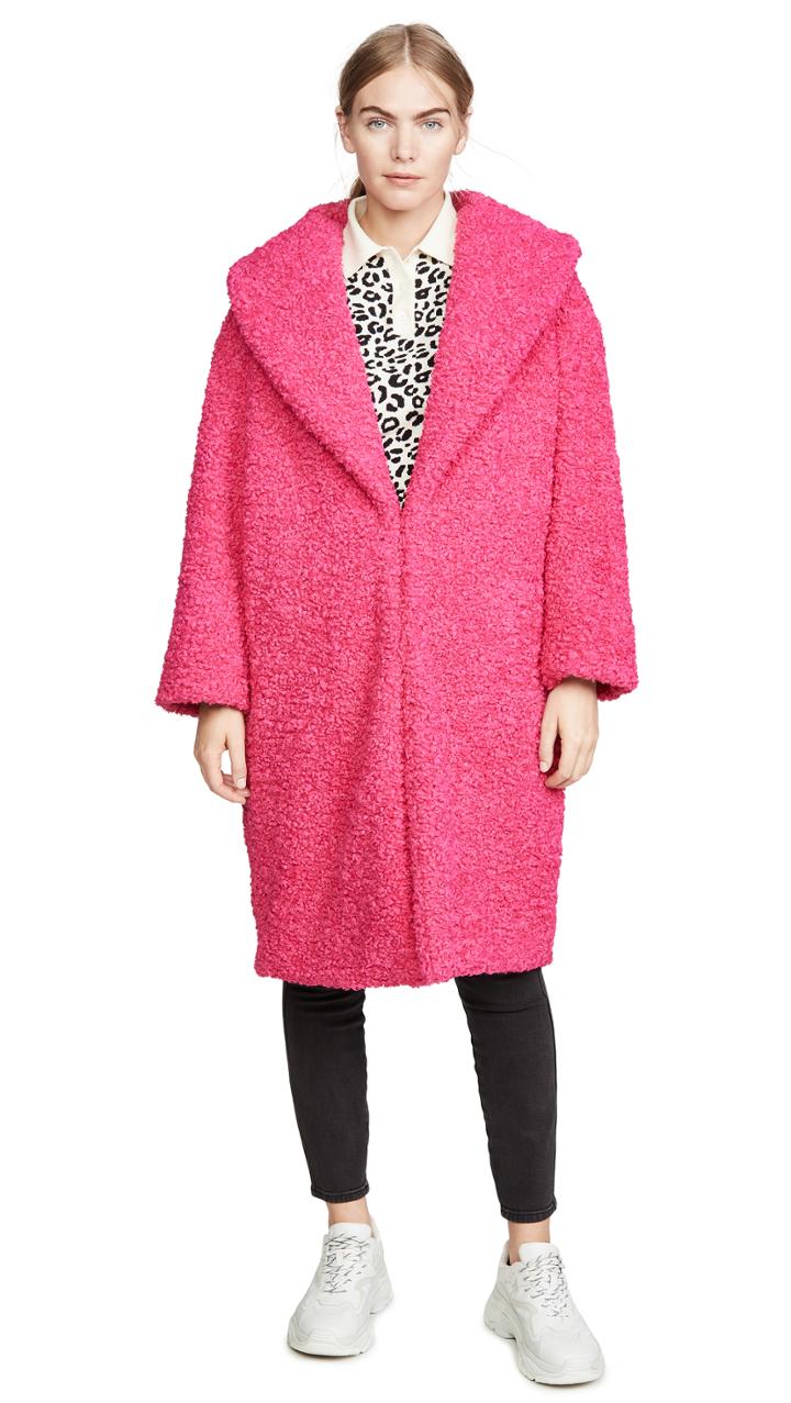 Alice Olivia Ora Faux Fur Long Oversized Collar Coat
