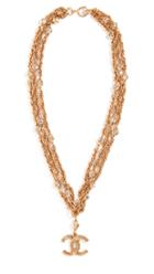 What Goes Around Comes Around Chanel Gold Crystal Cc Links Necklace