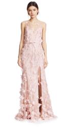 Marchesa Notte Embroidered Gown With 3d Flowers