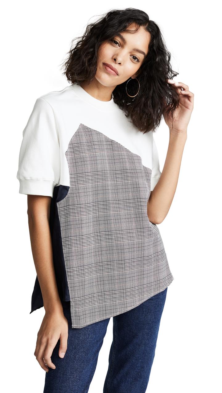 Clu Mix Media Colorblock Top