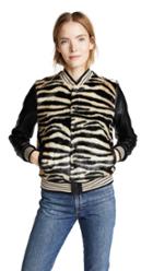 Mother The Faux Fur Baseball Snap Jacket