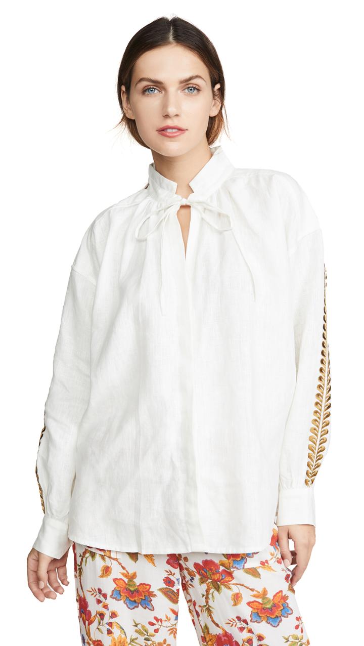 Alix Of Bohemia Mia Oatmeal Linen Blouse