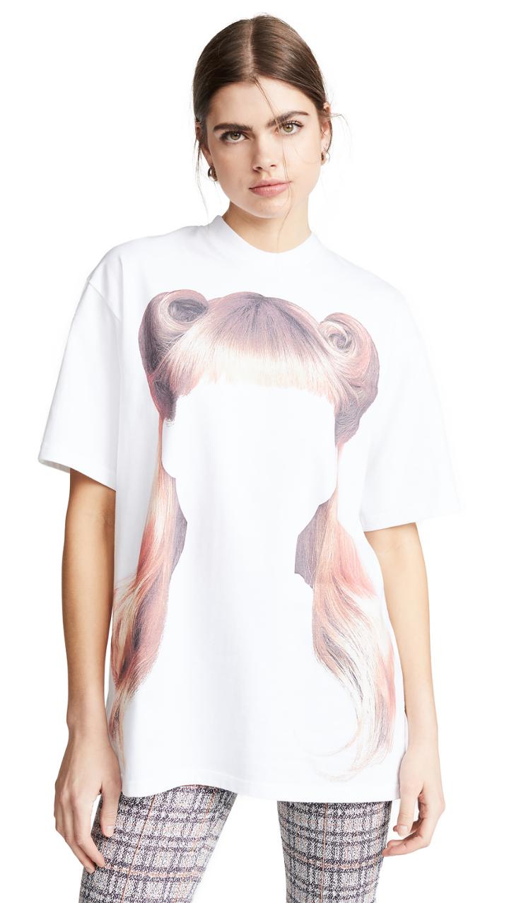 Pushbutton Flowy Hair T Shirt