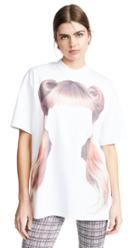 Pushbutton Flowy Hair T Shirt