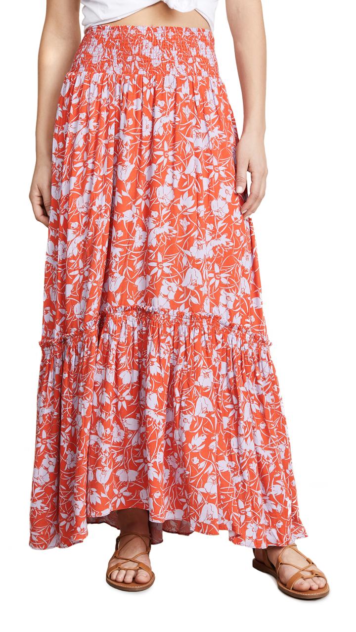 Free People Way Of The Wind Printed Midi Skirt