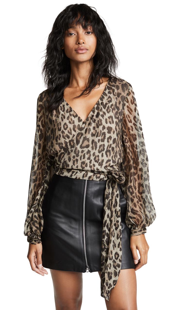 Nicholas Leopard Wrap Top