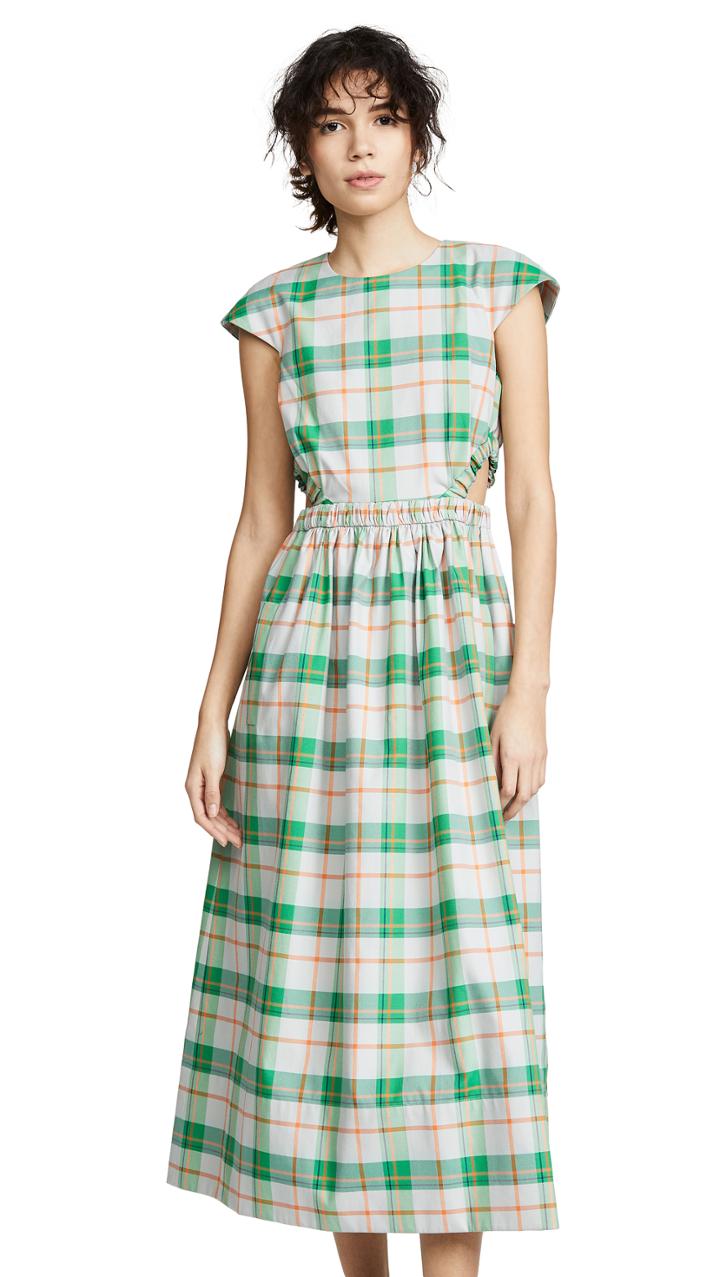 Tibi Long Cap Sleeve Dress