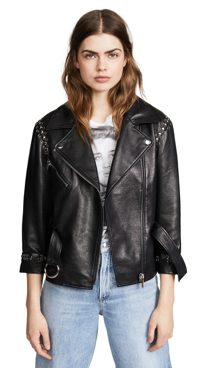 Nour Hammour Joaquin Belted Moto Jacket