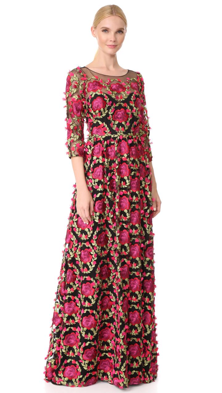 Marchesa Notte Embroidered Gown