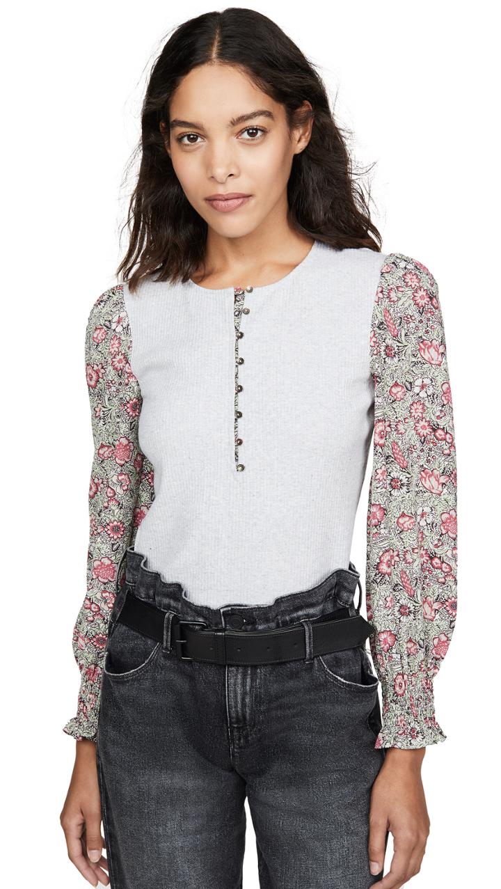 La Vie Rebecca Taylor Long Sleeve Camilla Sleeveless Jersey Top