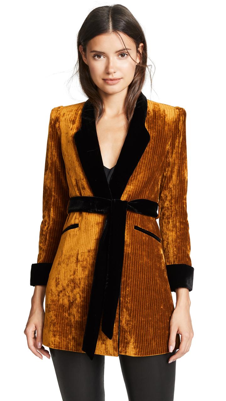 Valentina Shah Carlotta Velvet Belted Boyfriend Jacket