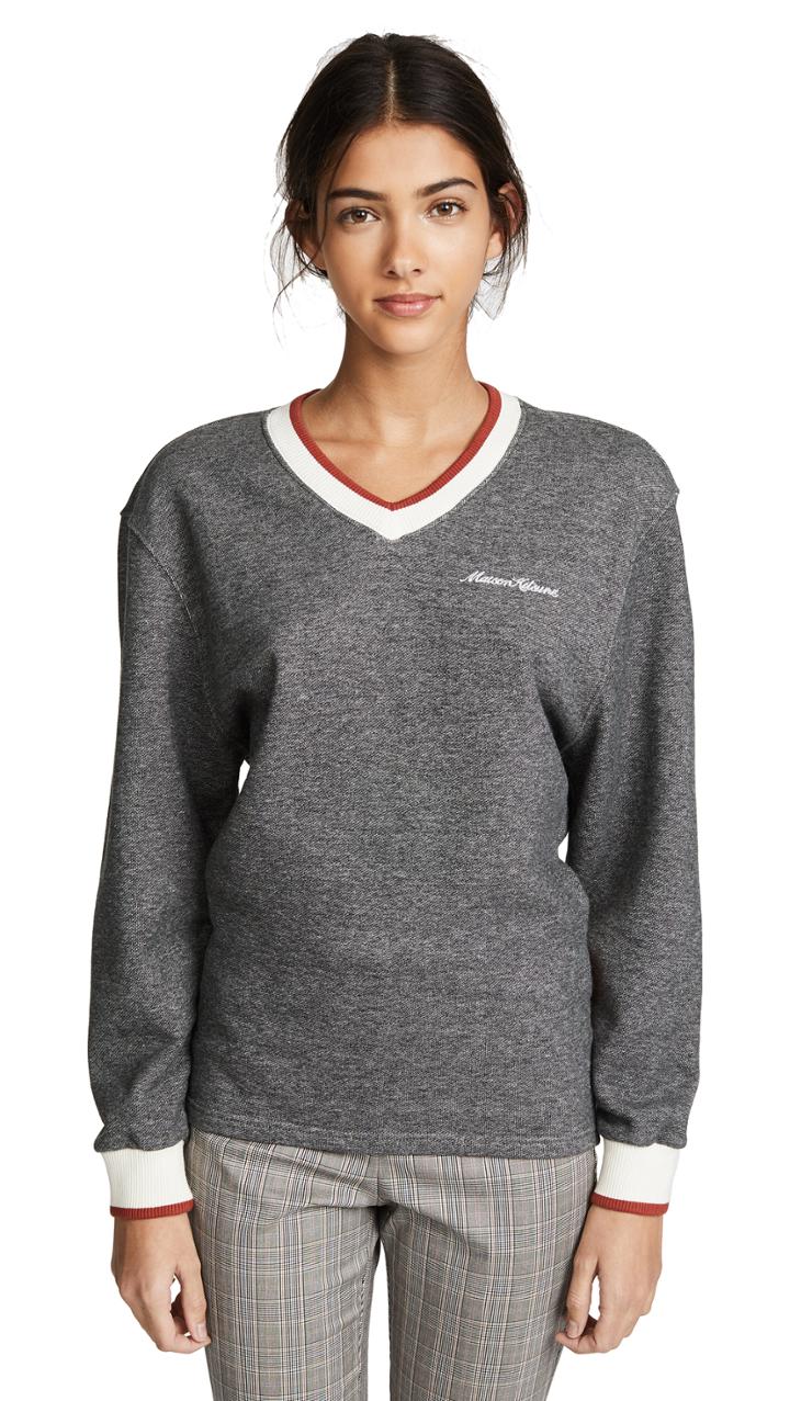 Maison Kitsune Striped Ribbed Sweatshirt